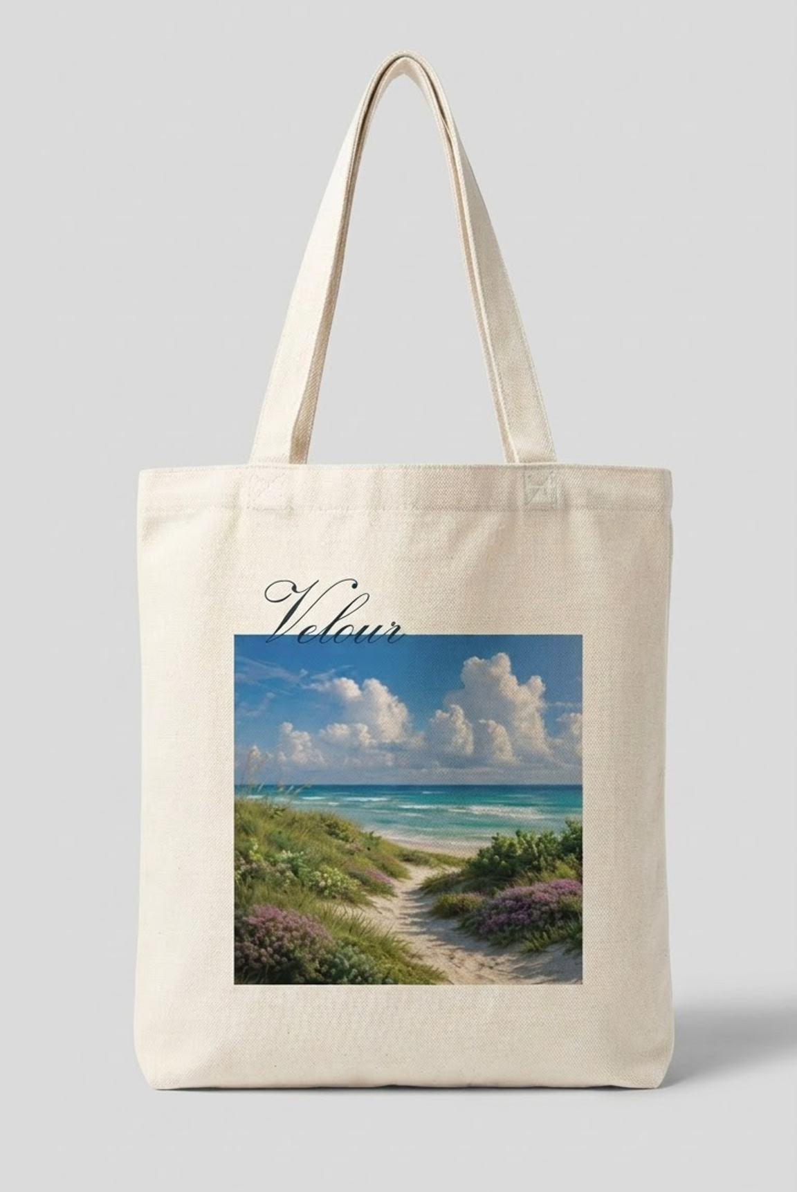 Velour Beach Tote Bag Zipper