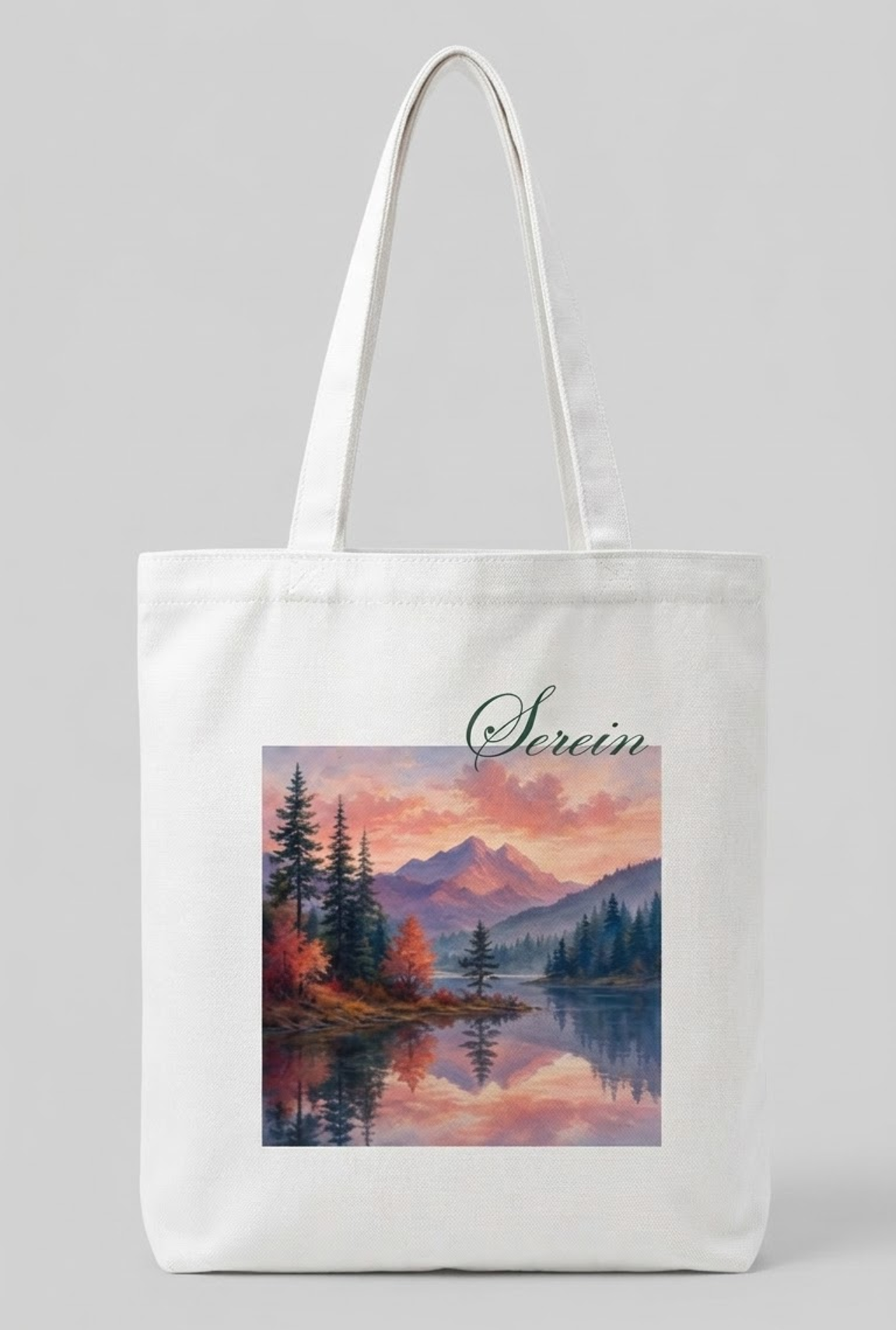 Serein Mountains Tote Bag Zipper