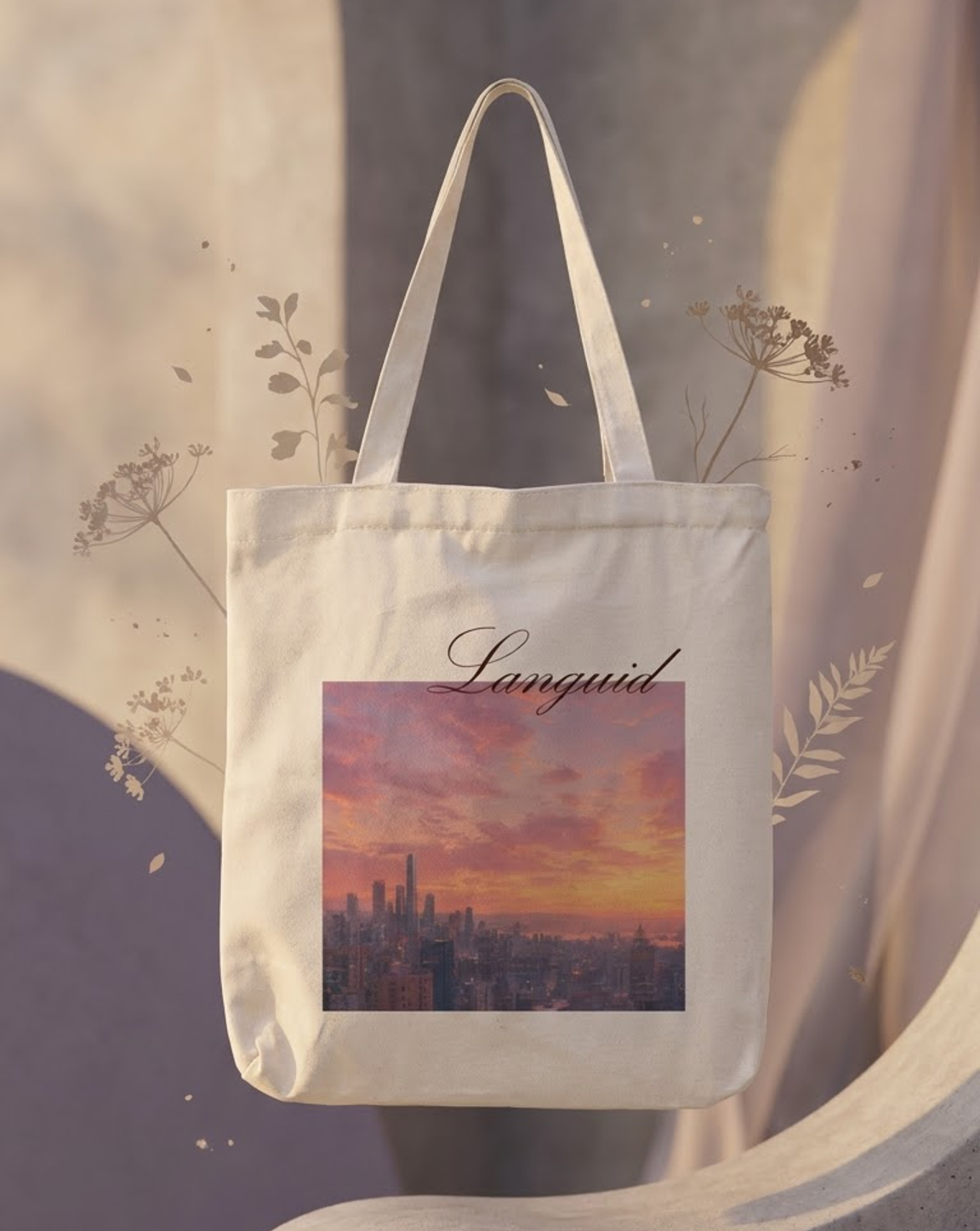 Languid Sunset Tote Bag Zipper