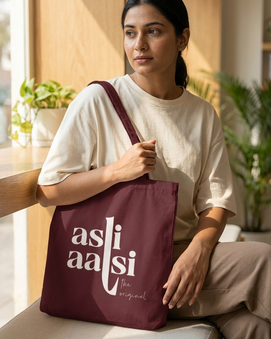 Asli Aalsi Maroon Tote Bag Zipper