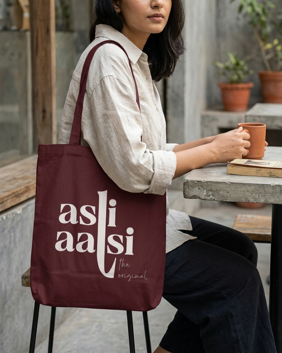 Asli Aalsi Maroon Tote Bag Zipper