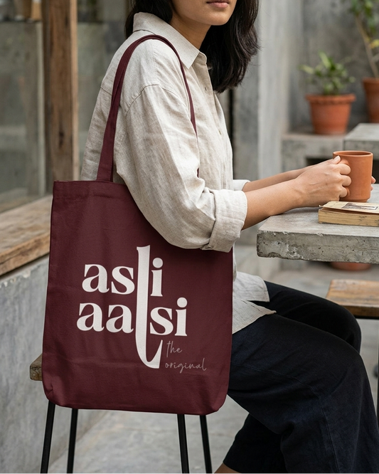 Asli Aalsi Maroon Tote Bag Zipper