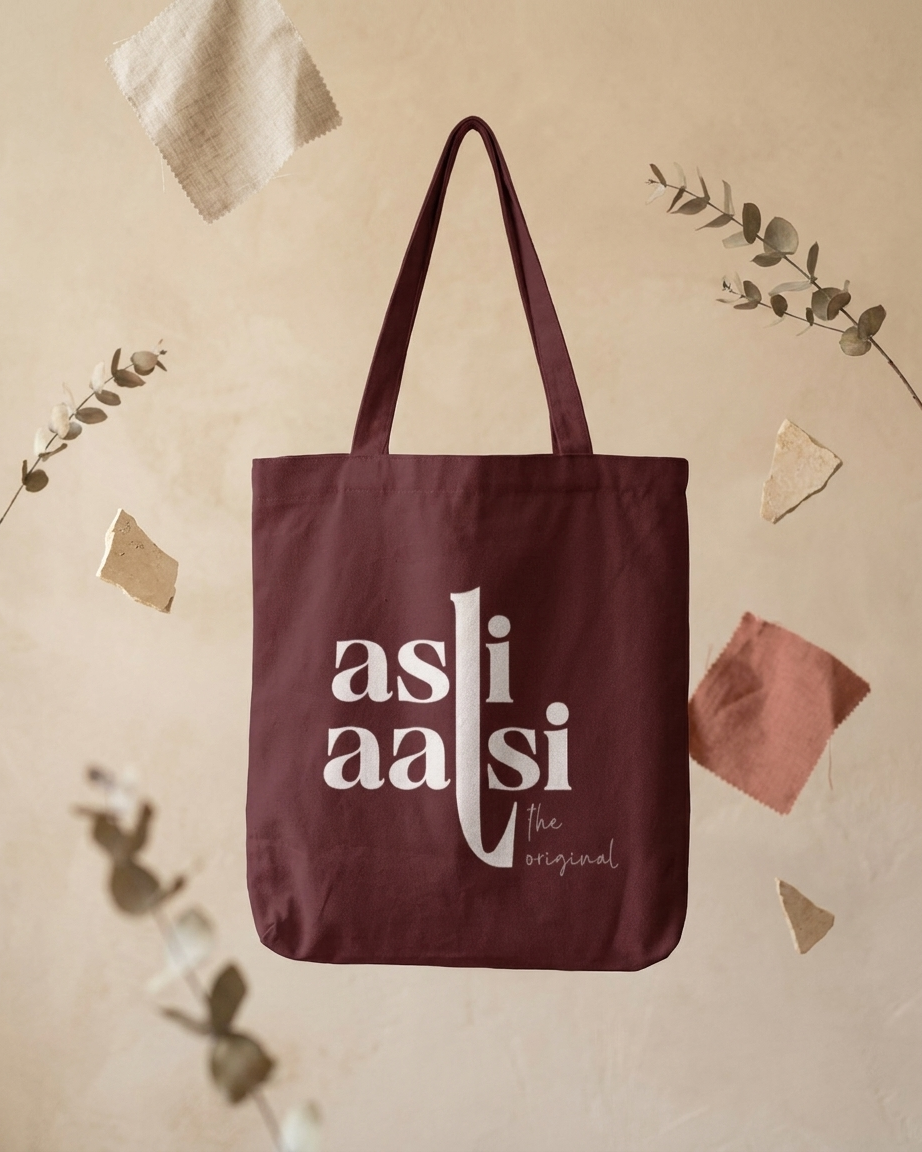 Asli Aalsi Maroon Tote Bag Zipper