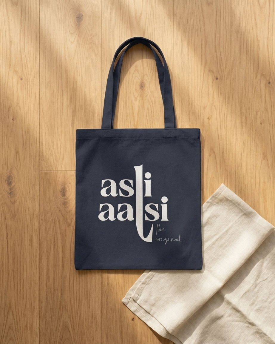 Asli Aalsi Navy Blue Tote Bag Zipper