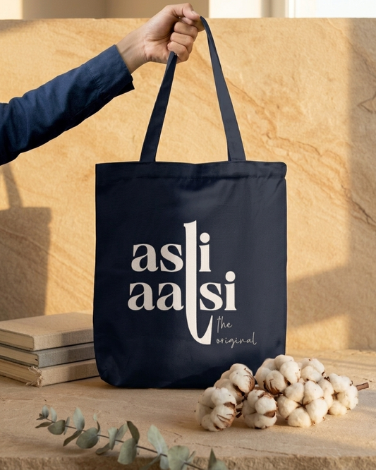 Asli Aalsi Navy Blue Tote Bag Zipper
