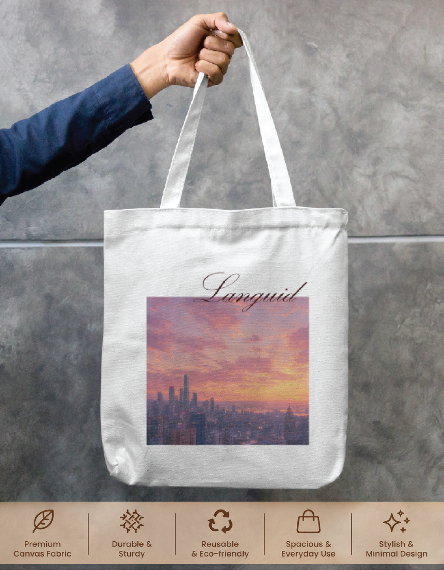 Languid Sunset Tote Bag Zipper
