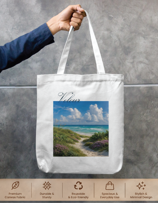 Velour Beach Tote Bag Zipper