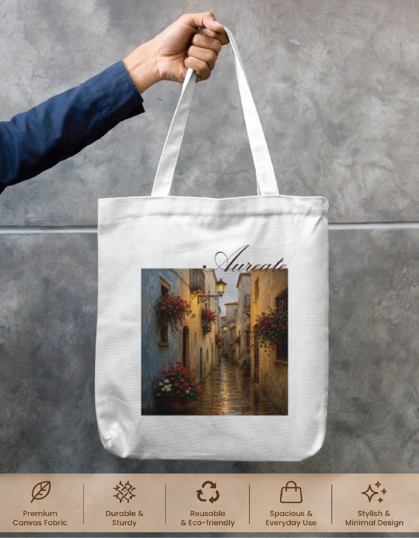 Aureate Pretty Streets Tote Bag Zipper
