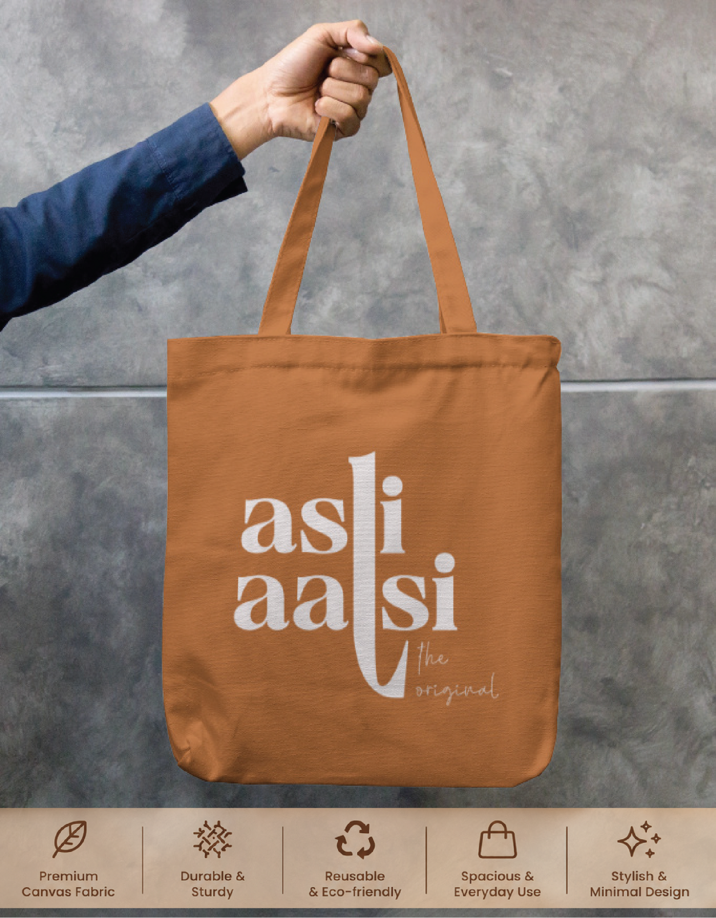 Asli Aalsi Khaki Tote Bag Zipper