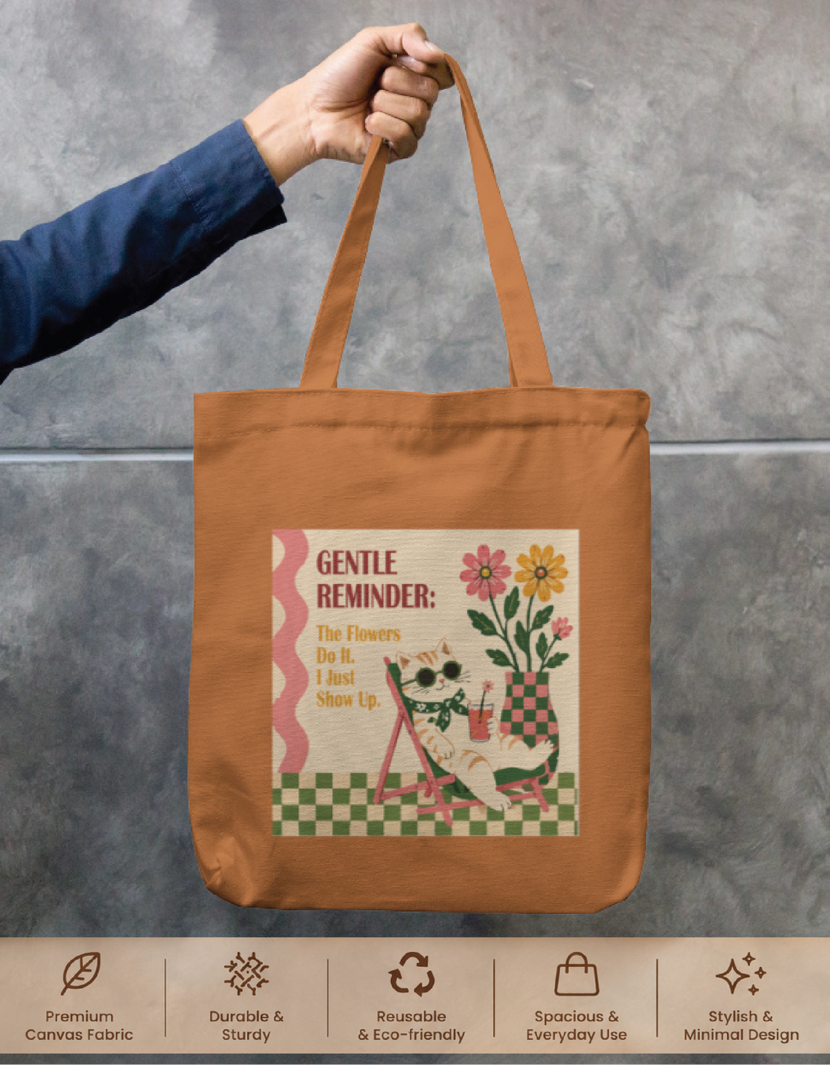 Chilling Cat Tote Bag Zipper