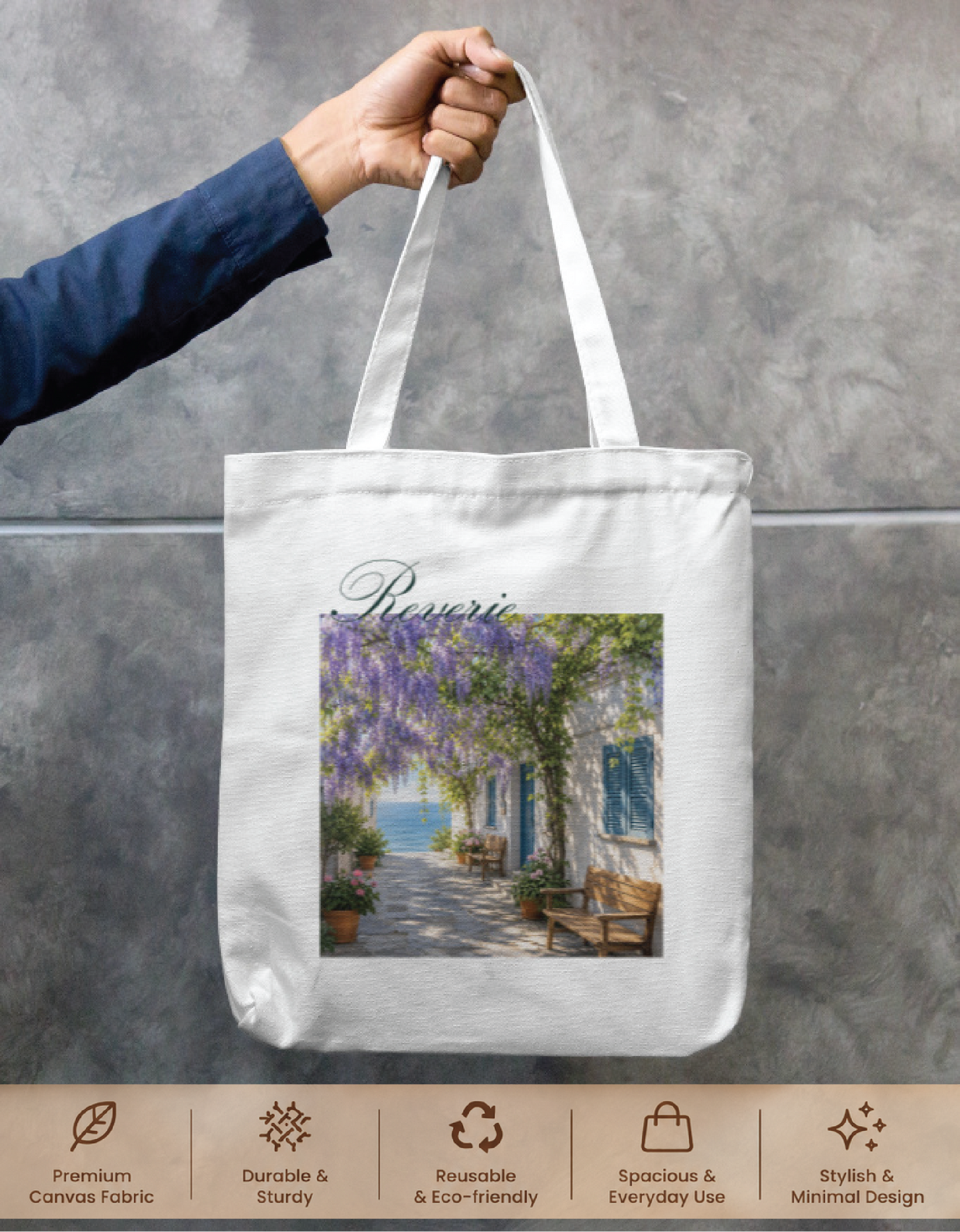 Reverie Pretty Lanes Tote Bag Zipper