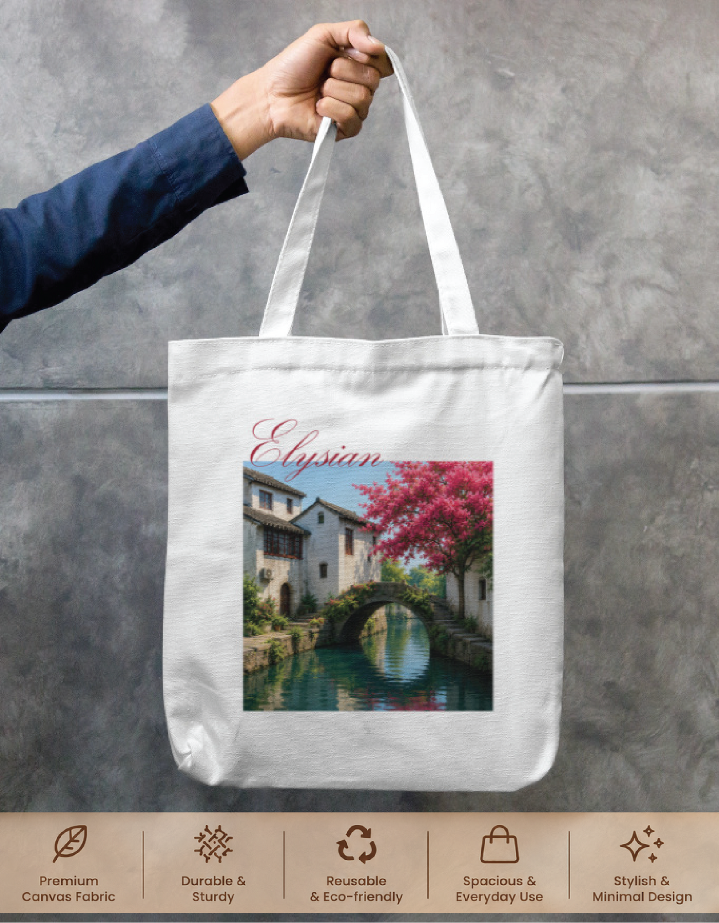 Elysian Bridge Tote Bag Zipper